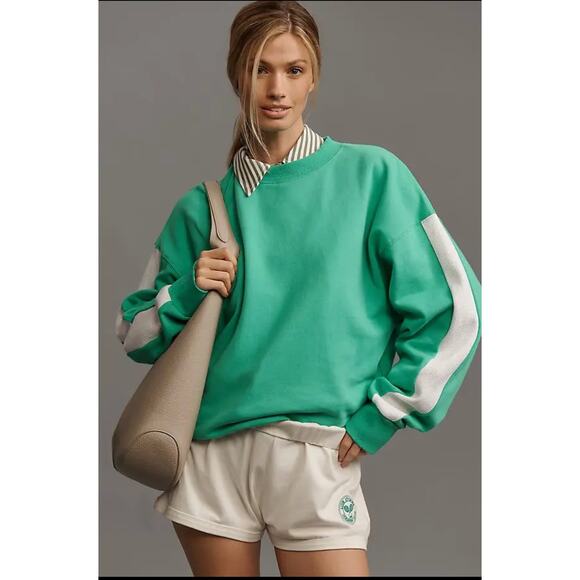 Anthropologie Teal and White Ciao Sweatshirt - Picture 2 of 7